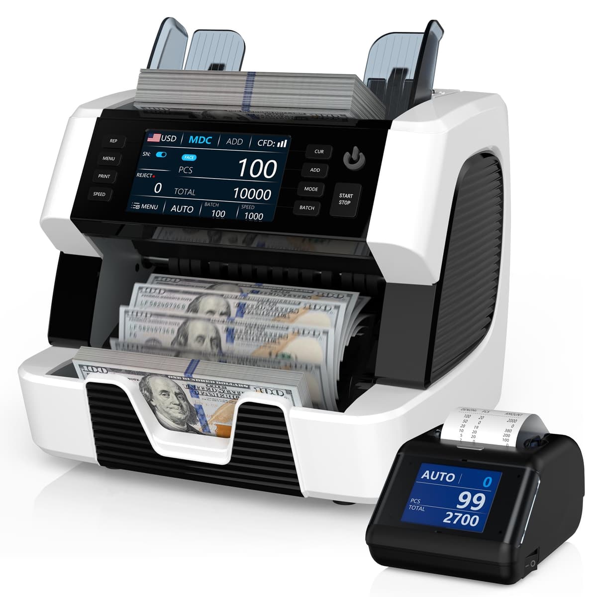 PONNOR Contadora de Billetes AL-929 Mixto con Detector UV/IR/MG/MT/SN y Impresora