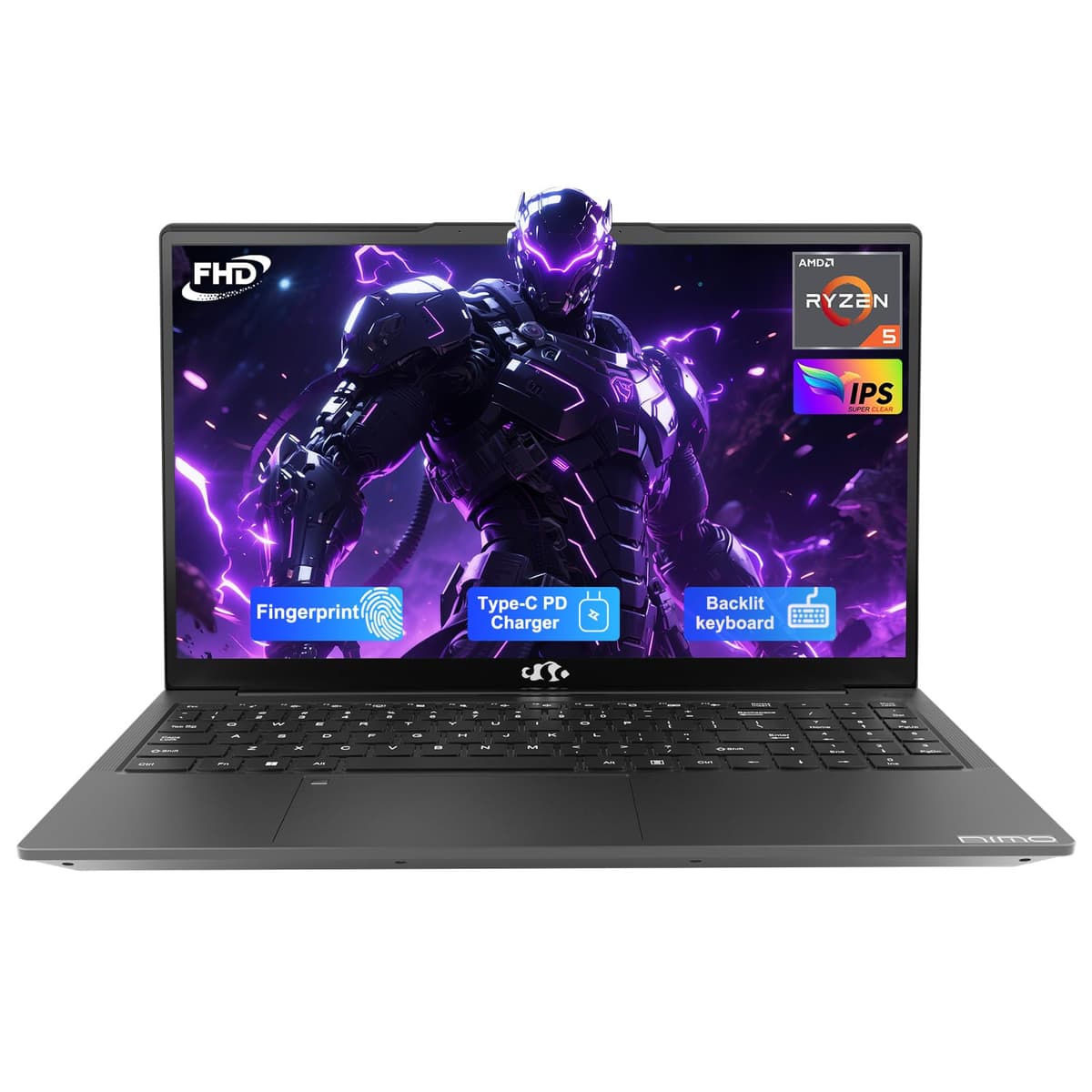 NIMO Laptop 15.6" IPS FHD, 32GB RAM 1TB SSD AMD Ryzen 5 (Mejor que i5-1135G7, 4 núcleos hasta 3.7GHz) Computadora para Estudiantes con Carga USB-C 65W, 2 Años de Garantía, Lector de Huellas, Teclado Retroiluminado, BT5.2, para Uso en Casa NIMO N152