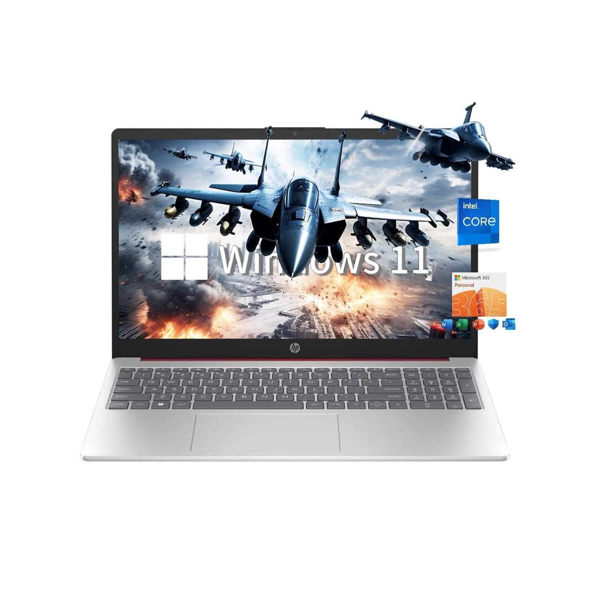 HP Essential 15.6" Antirreflejo HD, Procesador Intel de cuatro núcleos, 16 GB RAM, 256 GB Almacenamiento (128 GB UFS + 128 GB Flash), Office 365 1 año, Hasta 11 h de batería, Windows 11 S (Rojo Escarlata)