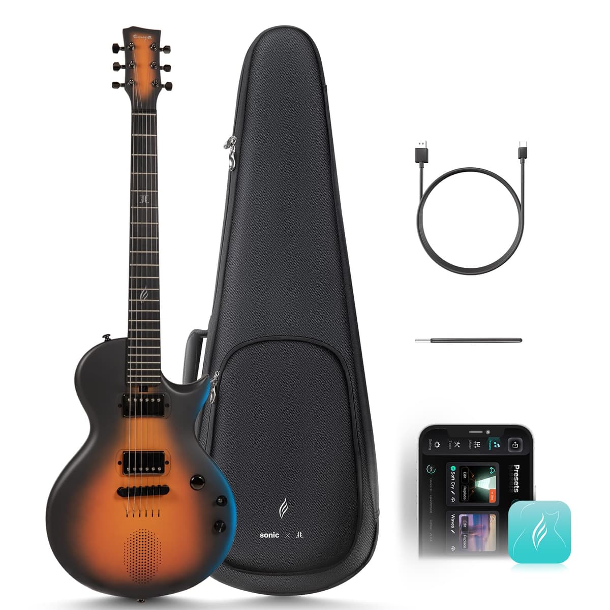 Enya NOVA GO SONIC JT Signature Jack - Guitarra eléctrica con parlante inalámbrico 15W