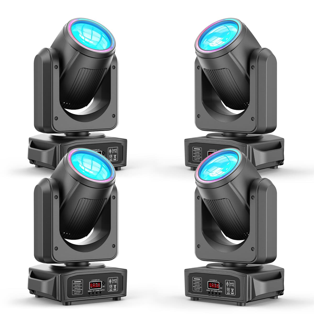 Kiinsehtoq 4PCS 150W Moving Head DJ Lights 18 Prismas Rotativos 7+1 Colores 7+1 Gobos DMX512 Master-Slave ZQ02376