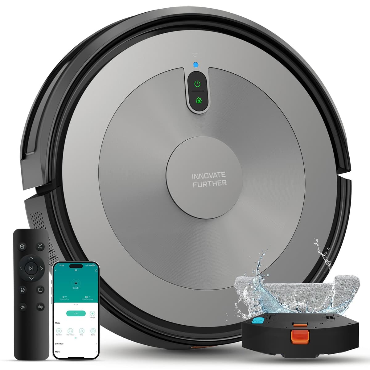 AZQQ Robot Aspirador y Mop S2 3-en-1 con Navegación Giroscópica, 3000Pa, Control por App y Alexa