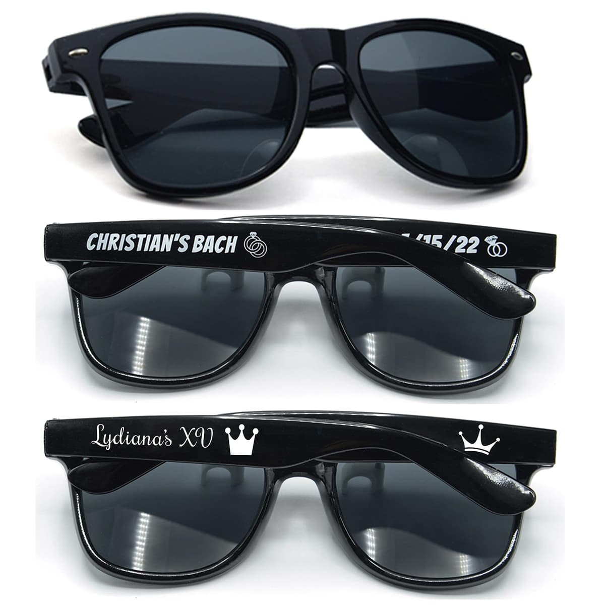 GZLDGIFTS 350PC gafas de sol personalizables para fiestas y bodas (Black)
