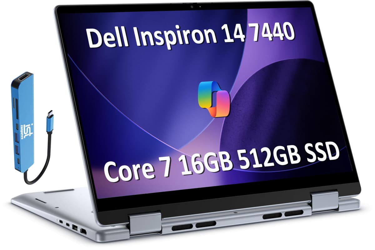 Dell Inspiron 14 7440 2 en 1 Laptop empresarial (Pantalla táctil FHD+ 14", Intel Core 7 150U (> i7-1355U), 16 GB RAM, 512 GB SSD) Lector de huellas, Teclado retroiluminado, IST Hub, Cámara FHD, Windows 11 Home con Copilot Latitude 7430 2 in 1