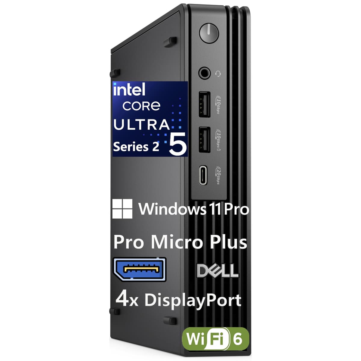 Dell Micro Mini Desktop, Next Gen OptiPlex 7000 7020 MFF, PC con AI Copilot+, Intel Ultra 5 235 (13 TOPS NPU, 14 núcleos), 16GB DDR5, 512GB SSD, 3x DP, Bluetooth, Wi-Fi 6, Windows 11 Pro Micro Plus
