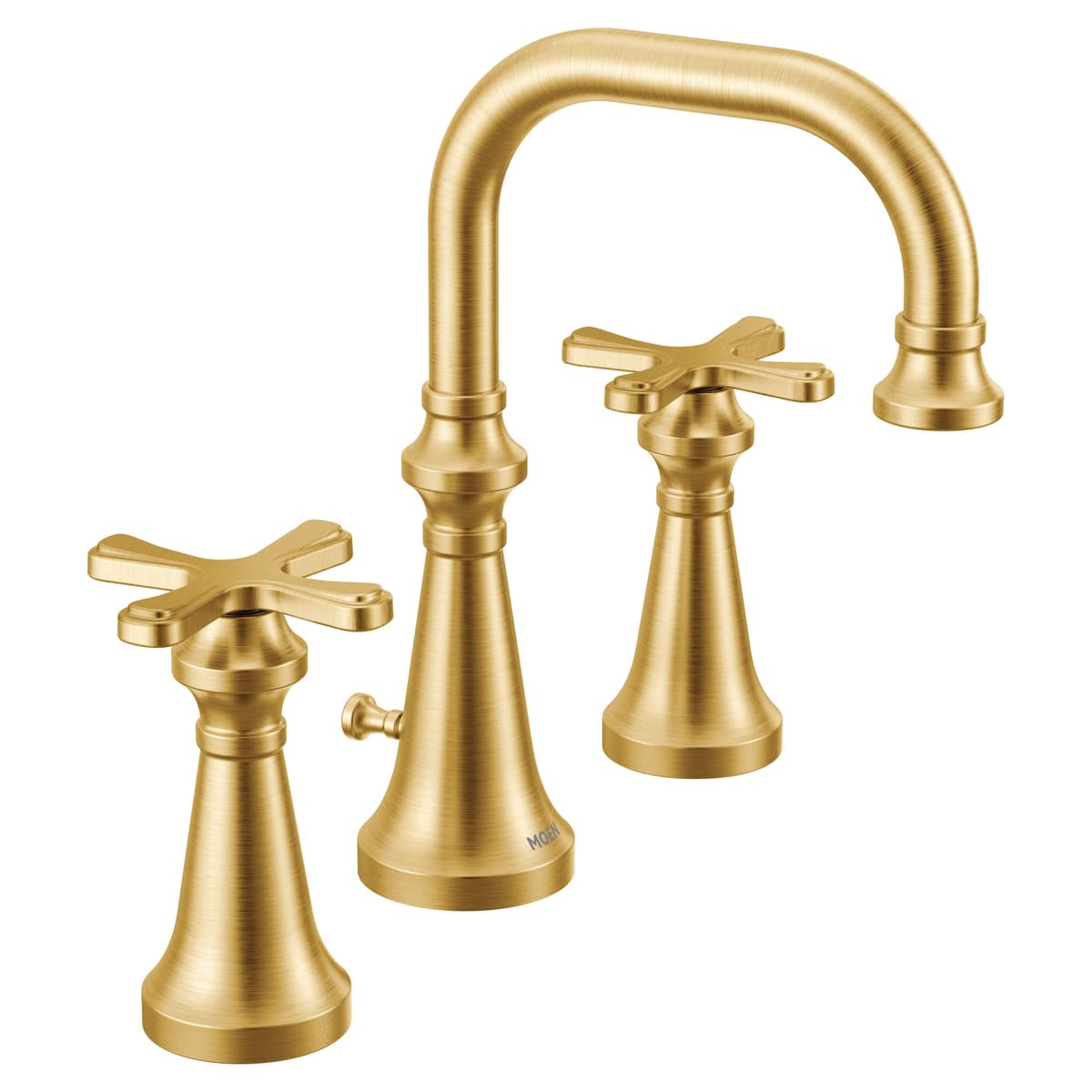 Moen Colinet TS44105BG Grifo pared con manijas cruz tradicionales, acabado Brushed Gold (requiere válvula)