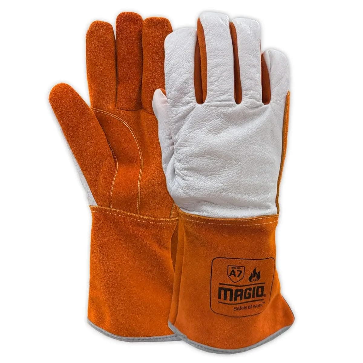 MAGID T878 Guantes de soldador de cuero partido resistentes a la llama, talla 11/2XL, paquete 24 T878XXL-M-24-1-M