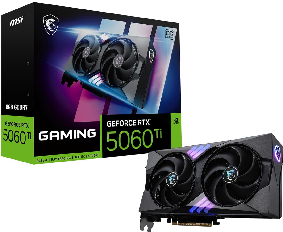 MSI Gaming RTX 5060 Ti 8G Gaming OC Tarjeta Gráfica - 8GB GDDR7, Arquitectura NVIDIA Blackwell, DisplayPort x 3 (2.1a), HDMI 2.1b, Rendimiento Extremo GeForce RTX 5060 TI 8G GAMING OC