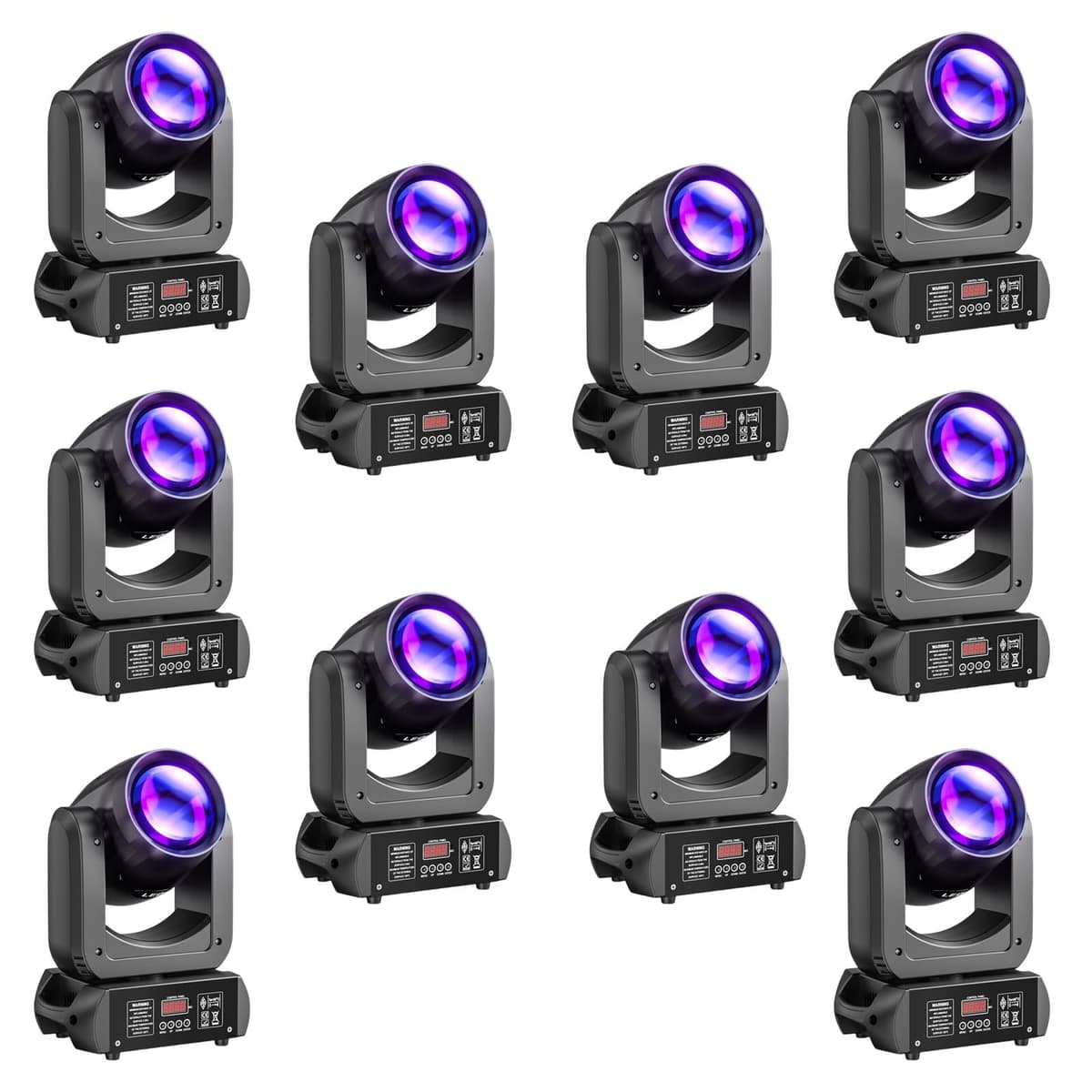 WZYBUTA 10PCS Moving Head 150W Beam LED, 8 Gobos, 8 Colores, Prism 18 Facetas, DMX512 ZQ02341X10