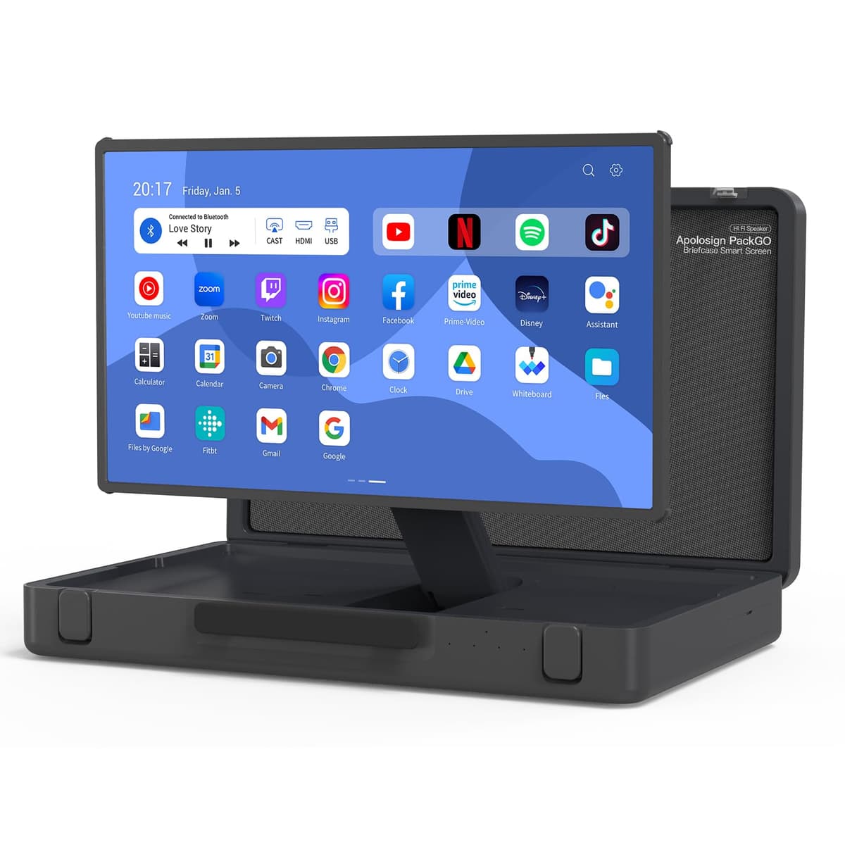 apolosign PackGo 27" Portable Entertainment System Smart TV con Batería, Android, Bluetooth (Gray) AP2718T