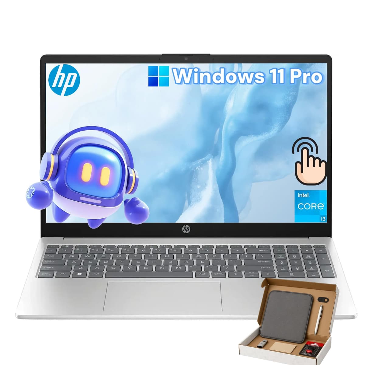 Computadora portátil HP con pantalla táctil para negocios y estudiantes, Windows 11 Pro, pantalla táctil HD de 15.6", Intel Core i3 1315U de 13ª generación (hasta 4.5 GHz), Copilot + PC, Wi-Fi 6 | 64 GB RAM + SSD de 2 TB HP Touchscreen Laptop Computer