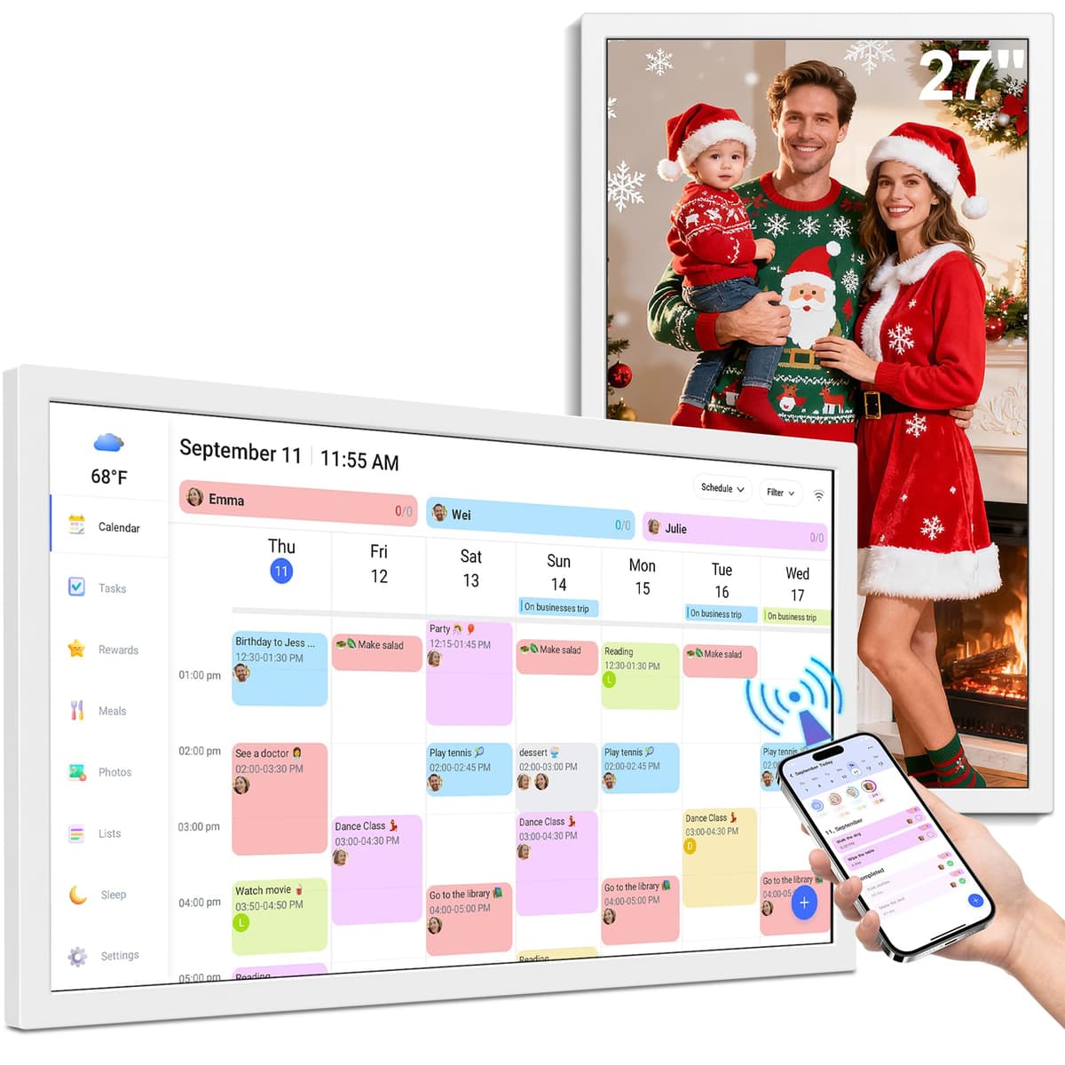 BQQJDD Smart Calendar Max 27" - Calendario digital y organizador familiar con pantalla táctil DCW27