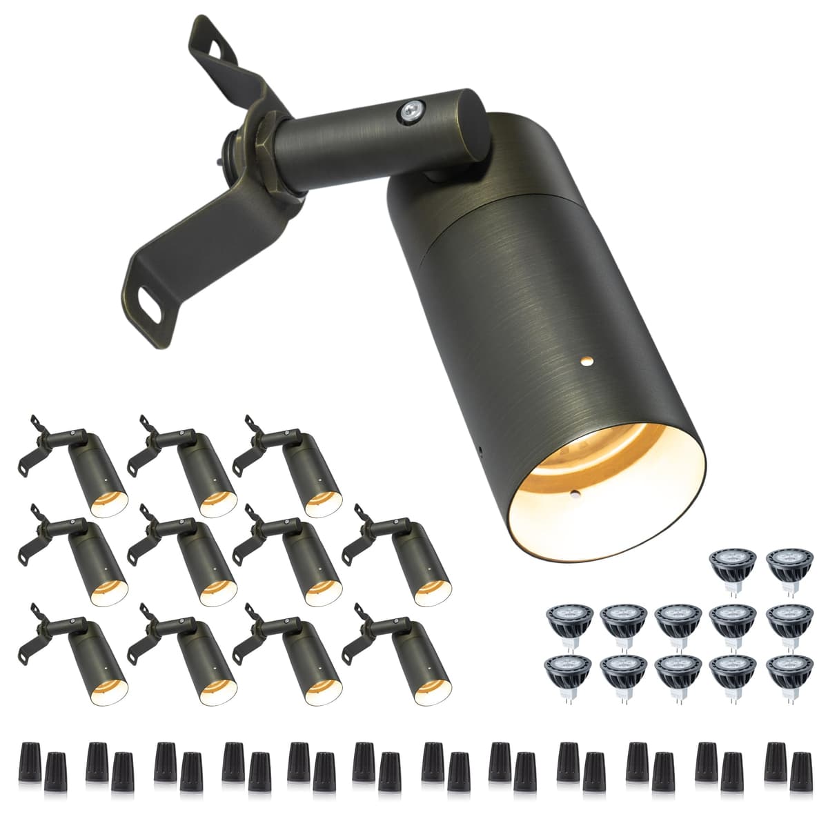 Gardenreet DOWN-2603-12PCS-4000K-BULB Pack 12 Downlights de Paisaje en Latón con Bombilla MR16 4000K