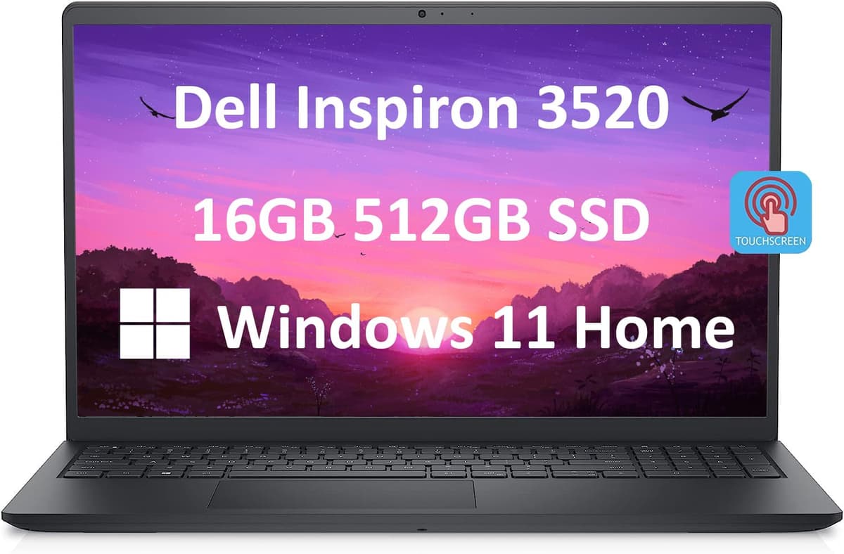 Dell Inspiron 15 3000 3520 15.6" FHD táctil (Intel i5-1135G7 de 4 núcleos, 16GB RAM, 512GB SSD PCIe, gráficos UHD) Laptop para negocios, pantalla WVA antirreflejo, teclado numérico, webcam, Wi-Fi, Windows 11 Home, negro Inspiron 3520