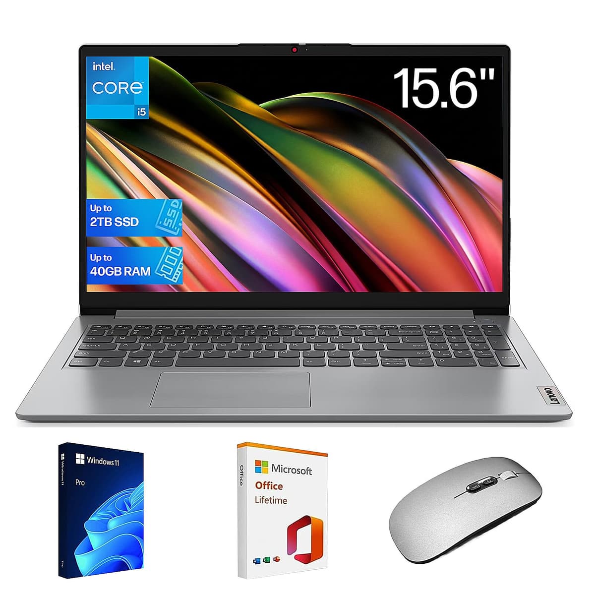 Lenovo Ideapad 1 15.6" FHD para Negocios y Estudiantes, Intel i5 1335U de 10 núcleos, 16GB RAM, 256GB SSD, Microsoft Office de por vida y Copilot AI, 10 h de batería, Windows 11 Pro con accesorio esencial 15IR