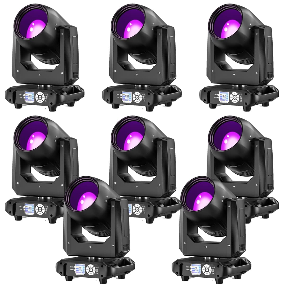 HSL 8-Pack Moving Head Light 14GOBO 10 Colores 18-Facet Rotating Prism DJ Lights Wash/Beam/Strobe/Rainbow 14CH DMX-512 Sound ZQ02367US