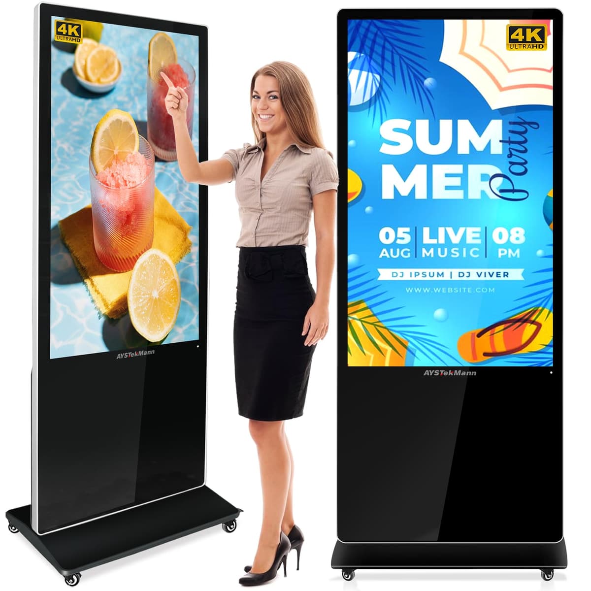 AYSTekMann Display Señalización Digital 55" 4K Táctil Floor Stand Android 11 (2+32GB)