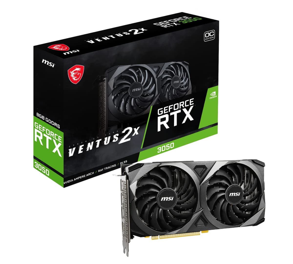 MSI GeForce RTX 3050 Ventus 2X, 8 GB GDDR6,128-bit, 912-V397-448 Tarjeta de video, Modelo: V397-418R