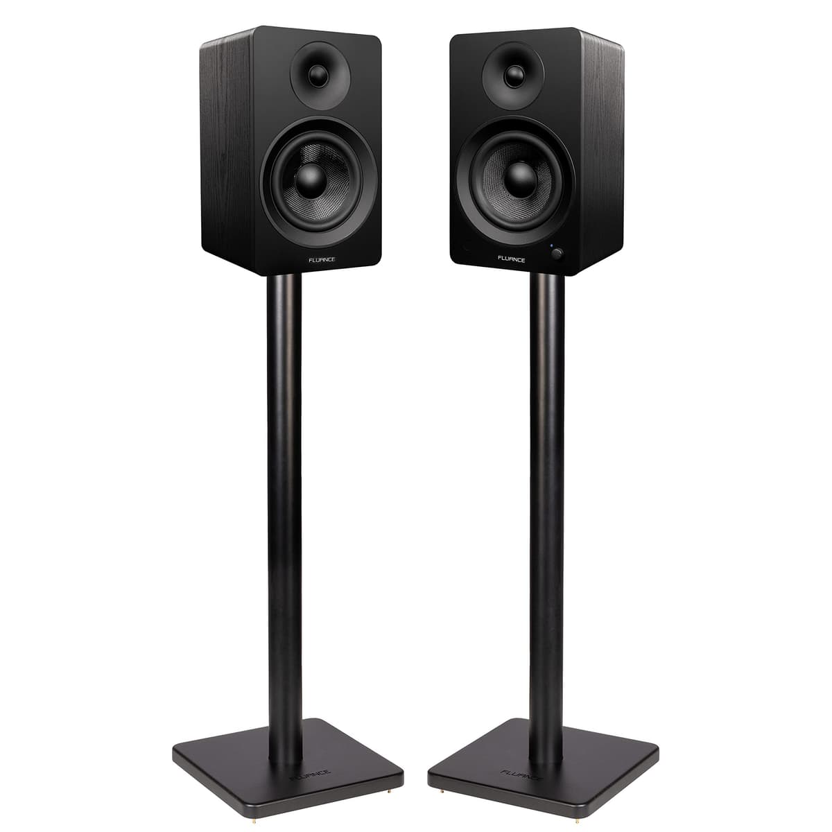 Fluance Ai61 Parlantes Estantería Activos 2.0 120W con Stands, Bluetooth 5, RCA/Óptico/USB y Salida Subwoofer (Black Ash) AI61SS05S