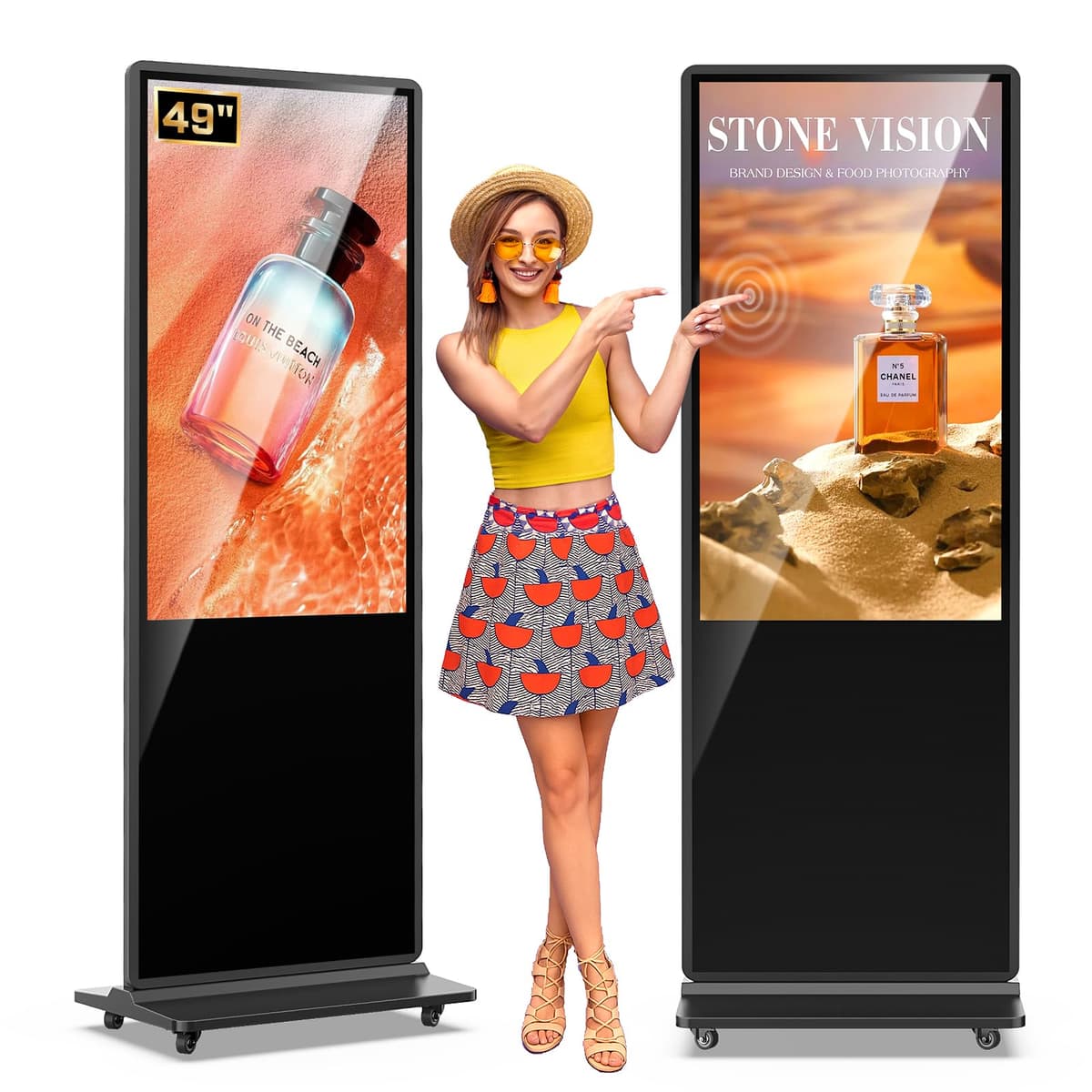 QIXZOCV MWE 49 Inch Indoor Digital Signage Touchscreen Kiosk Floor Standing Interactive Poster Android