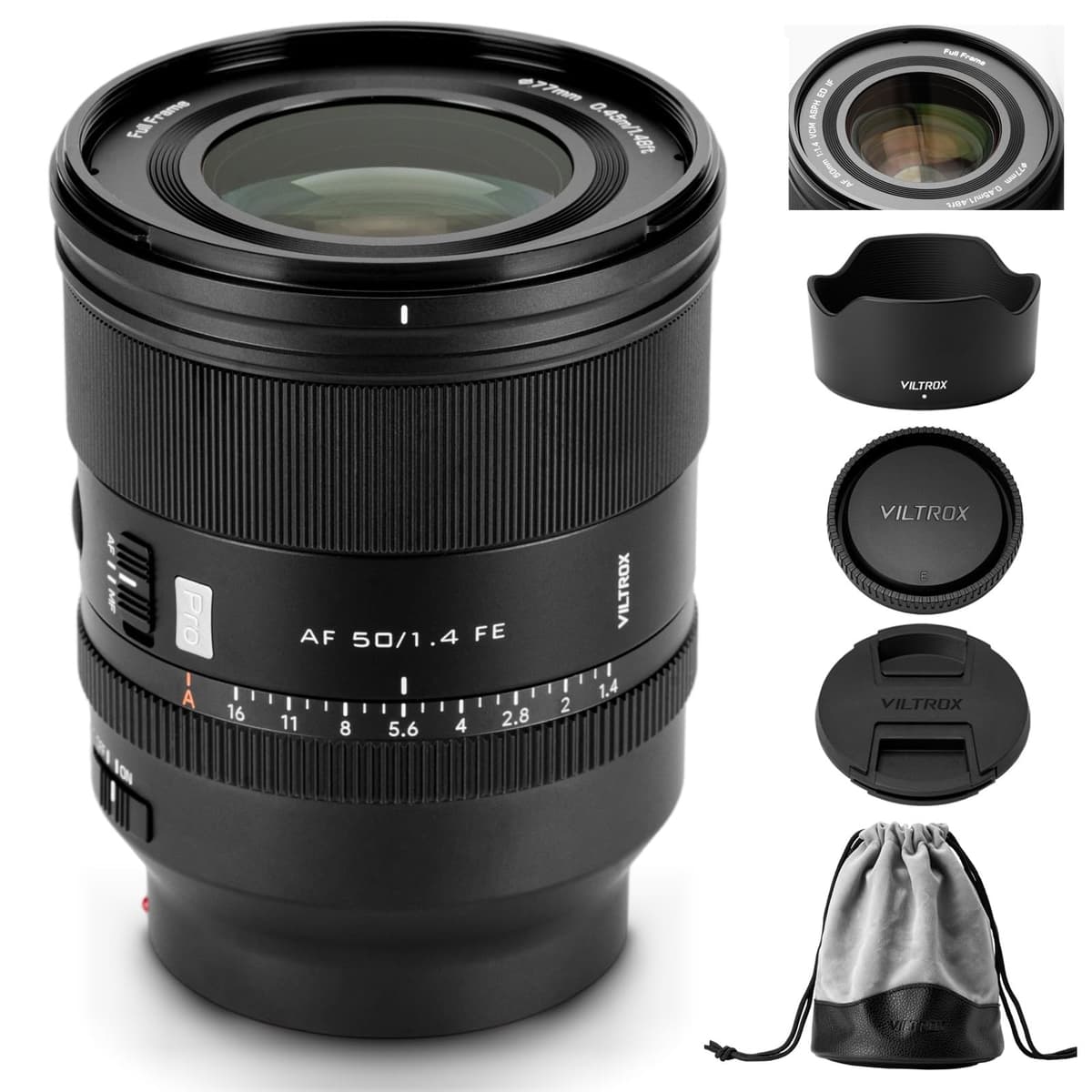 VILTROX 50 mm F1.4 Pro FE Lente Full Frame para Sony E, Objetivo Prime Estándar con Enfoque Automático, Gran Apertura y Motor HyperVCM para Montura E de Sony ZV-E1 A7IV A7C A9III A1 A7SIII A7RII A7III A7RIII A7RIV A9 FX3 ES-US-VT-00003