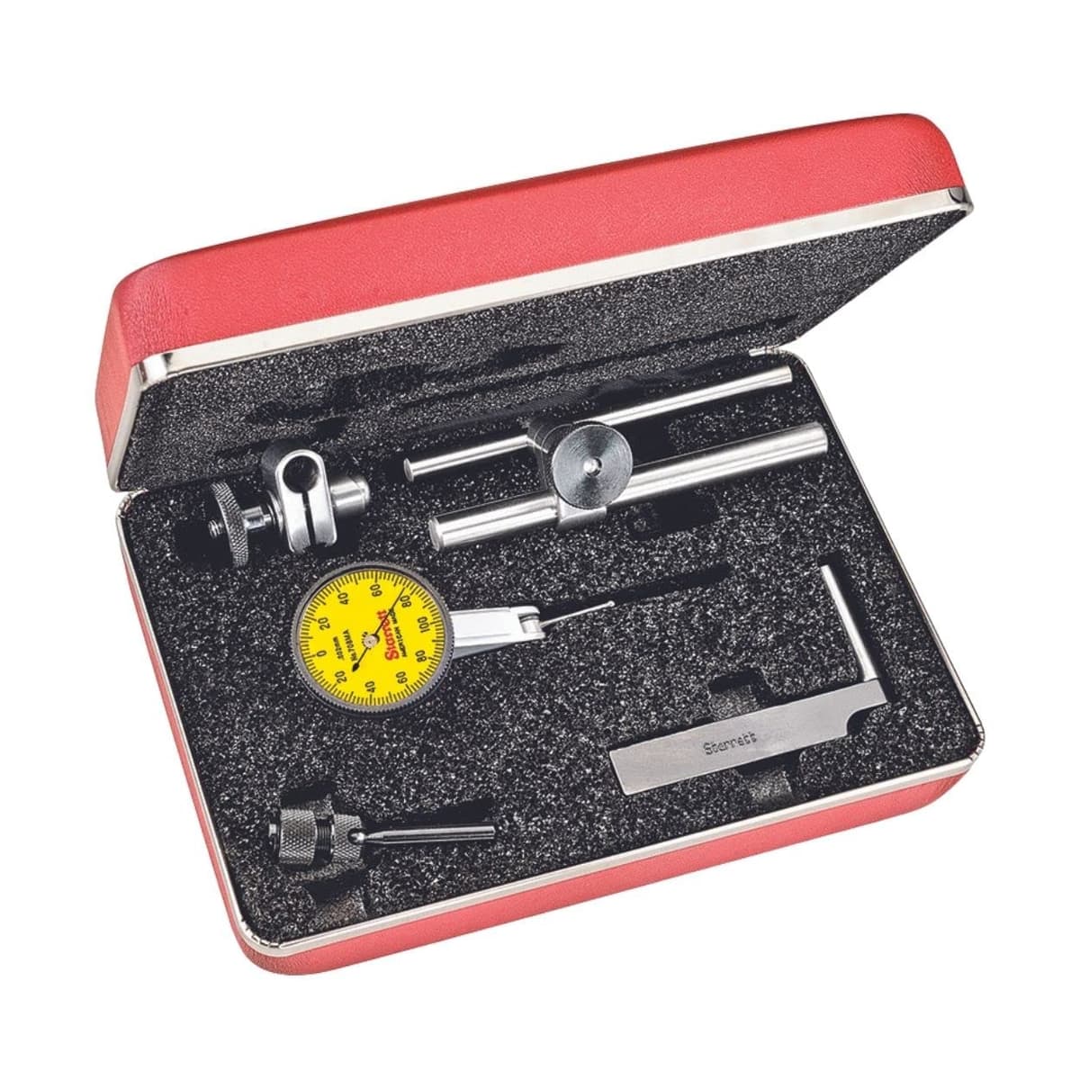Starrett indicador de prueba 708MACZ con montaje en dovetail, accesorios y estuche - carátula 1-3/8", .0001" graduación