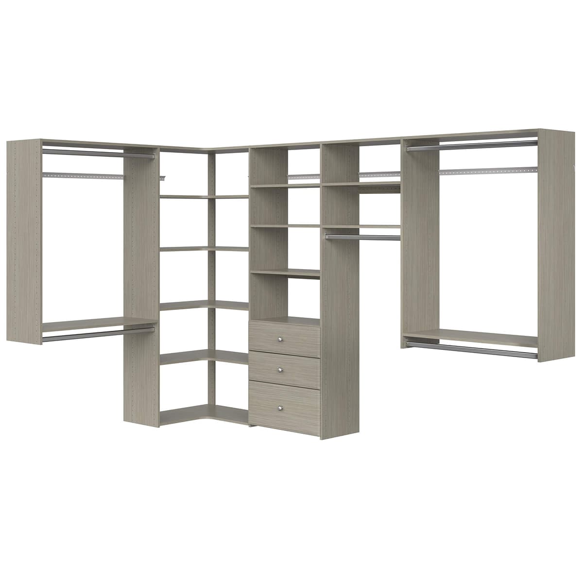 Easy Track PH43-CG Kit Ultimate Corner Closet Organizer en Gris Weathered con Herrajes Cromados