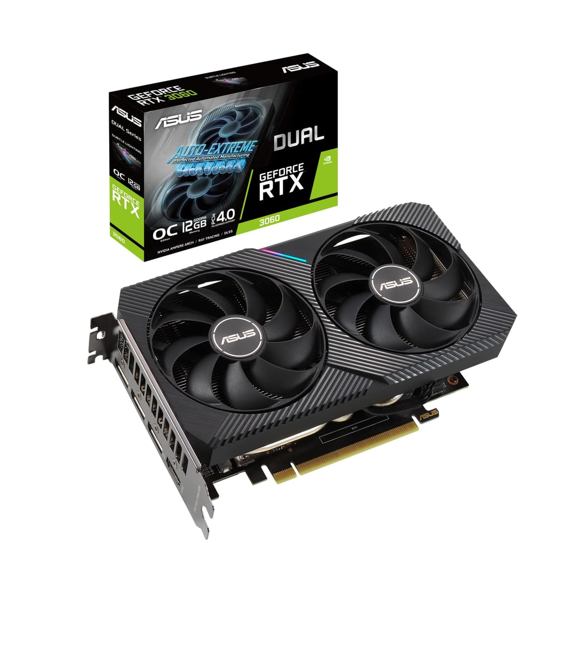 Placa de Video Gamer ASUS - GeForce Dual RTX 3060, 12GB GDDR6, RGB, LHR, Ray Tracing, DLSS 90YV0GB2-M0NA10