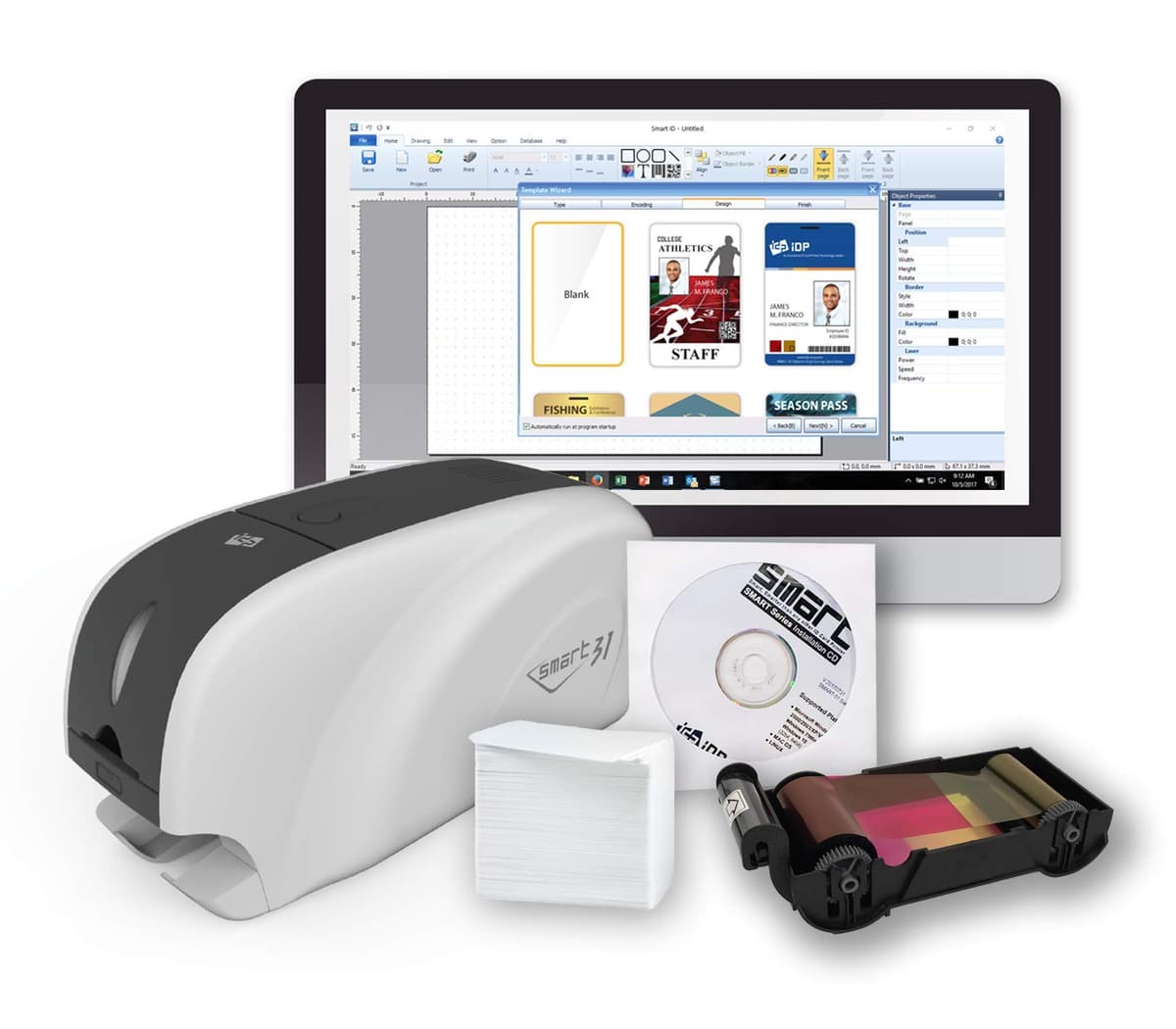IDP SMART-31S Kit impresora de credenciales SMART-31 con software y accesorios