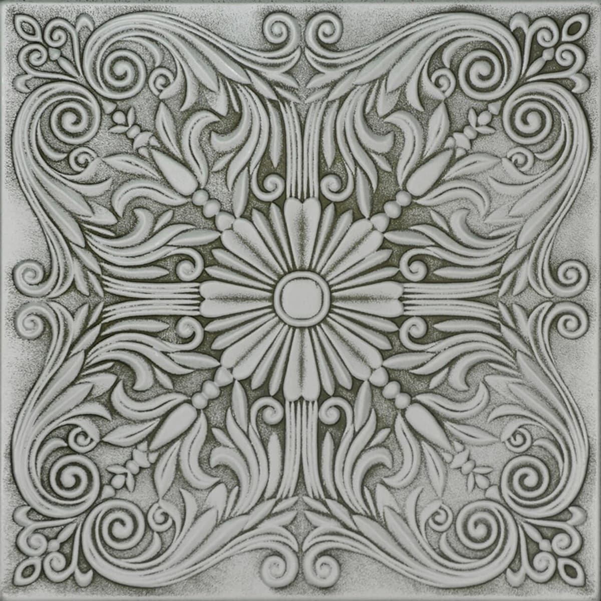 À LA MAISON CEILINGS R139 Spanish Silver Foam Glue-up Ceiling Tile, Pack de 144, Moss Gray R139mg-144
