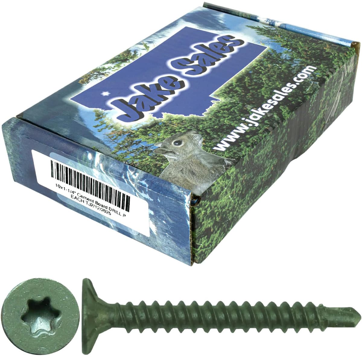 Jake Sales Tornillo Torx #10 x 1-1/4" con punta broca para cement board, T-25, caja 5 lb (~7245 pcs) 10-114-CEMENT-BOARD-SCREWS-5-C