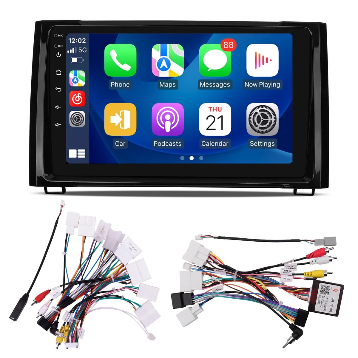 ViaBecs Android 13 6G 128G Estéreo para Toyota Tundra 2014-2021 con Apple CarPlay, Pantalla Táctil de 9", Radio, Soporte GPS, WiFi, FM/AM, Pantalla QLED 1280x720 CAN004-X & CAN009-X for 14-21 Tundra
