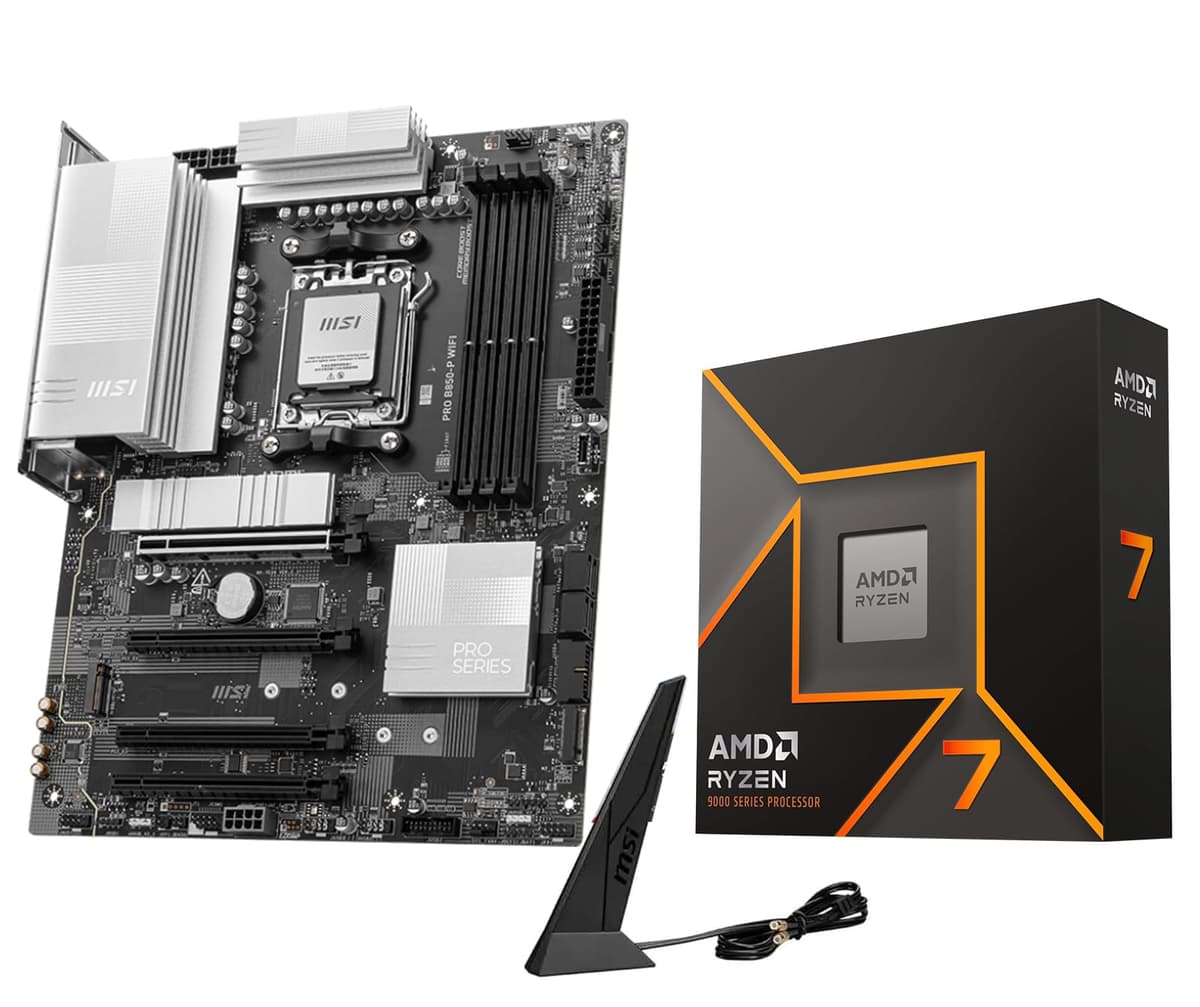Micro Center Procesador AMD Ryzen 7 9700X con Placa Madre MSI PRO B850-P WiFi (ATX, AM5, DDR5, PCIe 5.0, M.2 Gen5, Wi-Fi 7, LAN 5G) 9700XPROB850PWF