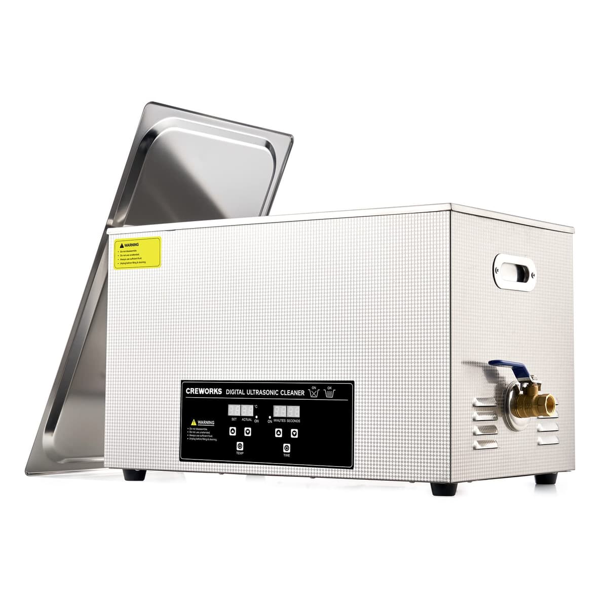 CREWORKS Ultrasonic Cleaner 30L con Calefactor y Temporizador, 600W, Acero Inoxidable para Joyería y Herramientas 43217-112004