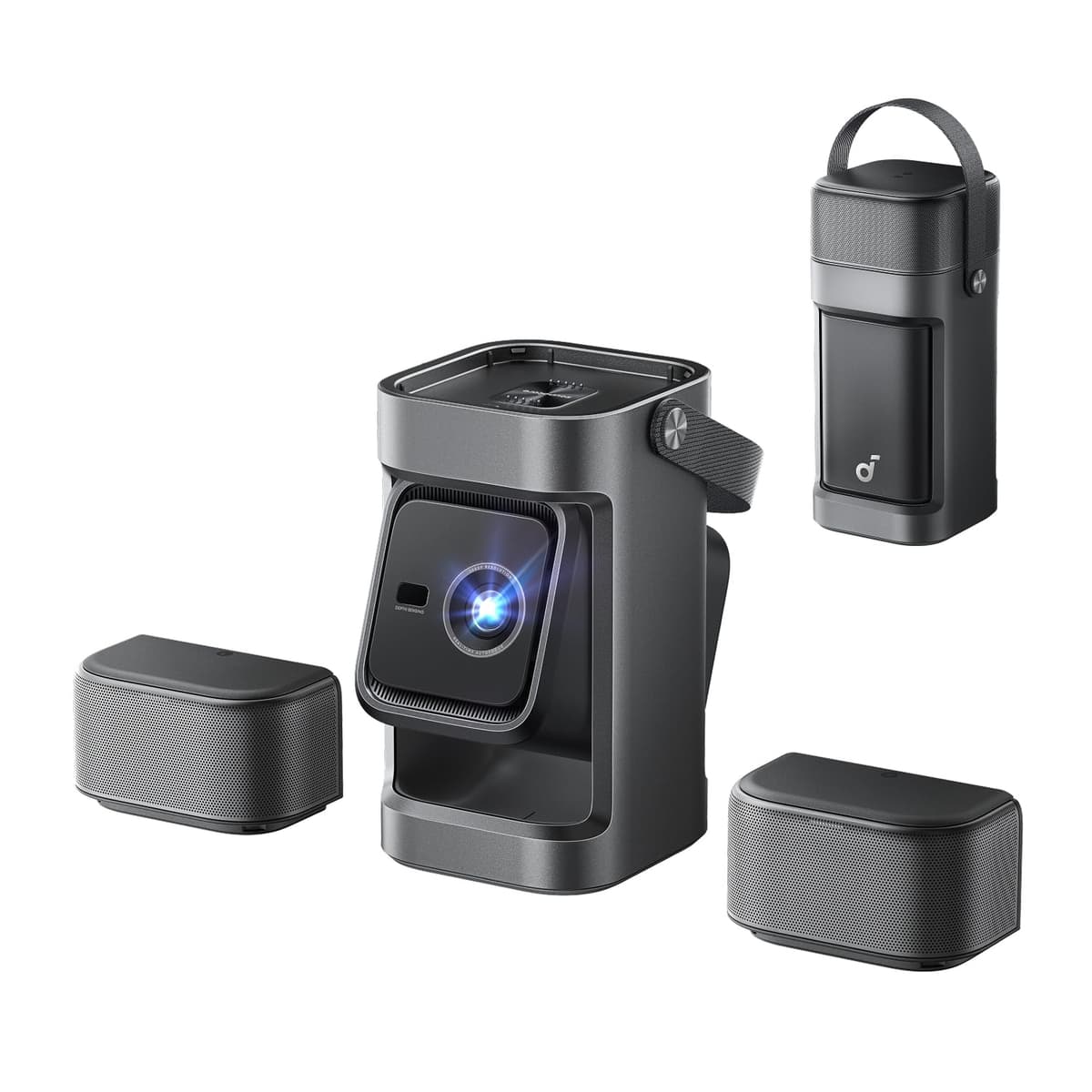 soundcore Nebula P1 proyector portátil Google TV 1080P con parlantes desmontables y 650 ANSI lúmenes D2431