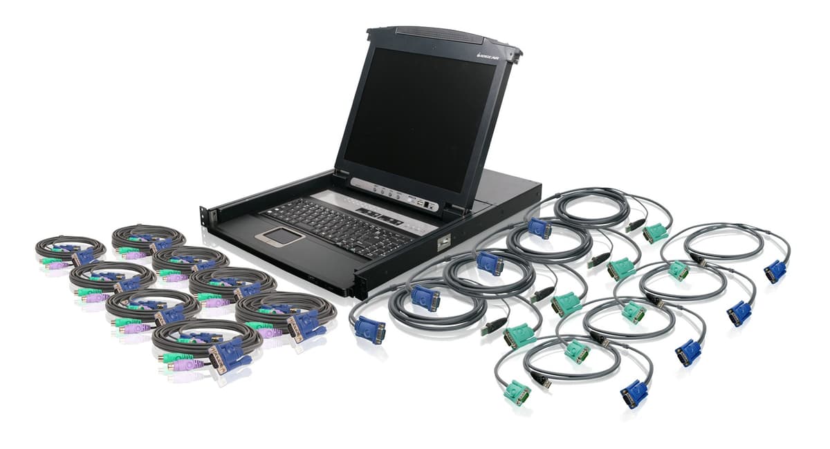 IOGEAR GCL1816KIT - Consola Rack 16-Port KVM con LCD 17"