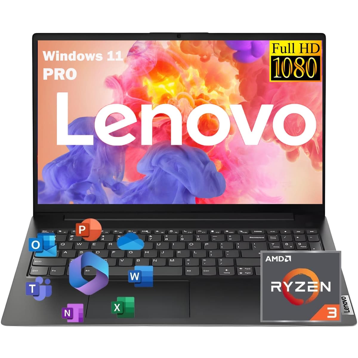 Lenovo V15 2026 para Estudiantes y Empresas con Microsoft Office, AMD Ryzen 3 7320U (Mejor que i7-1065G7), 15.6'' FHD, Larga Batería, 16GB RAM, 1TB SSD, Puerto Ethernet RJ-45, Windows 11 Pro, Sin Mouse