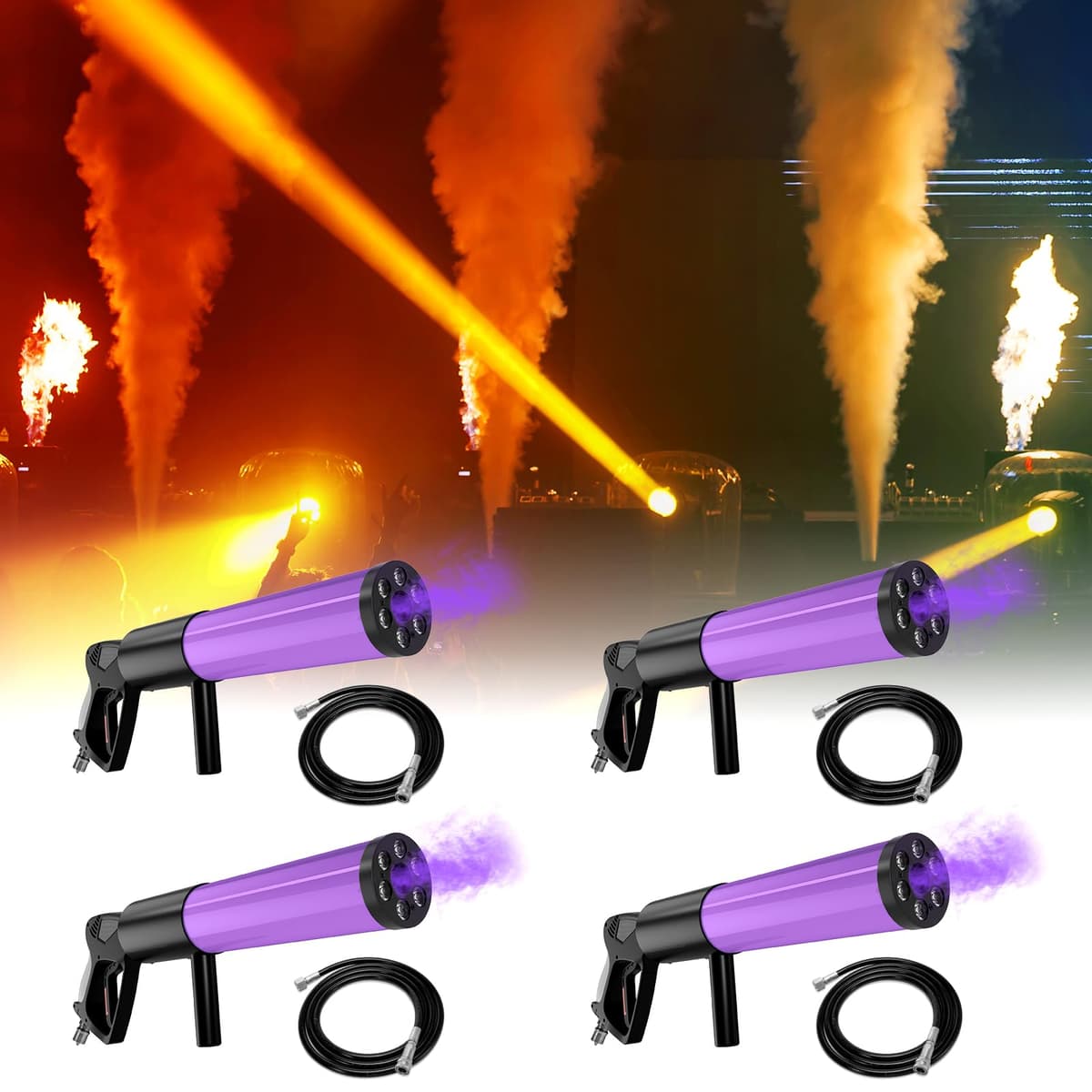 Kiinsehtoq Handheld CO2 Jet Blaster con luces LED RGB, cañón de CO2 portátil (pack de 4) ZQ16042