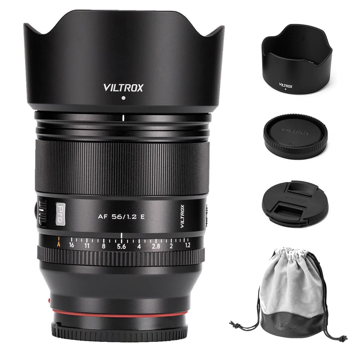 Viltrox 56 mm F1.2 E, lente fija con autoenfoque para montura Sony E, lente mirrorless AF 56 mm f1.2 para cámaras Sony a7 a6700 a6500 FV-Viltrox AF 16mm f/1.8 FE