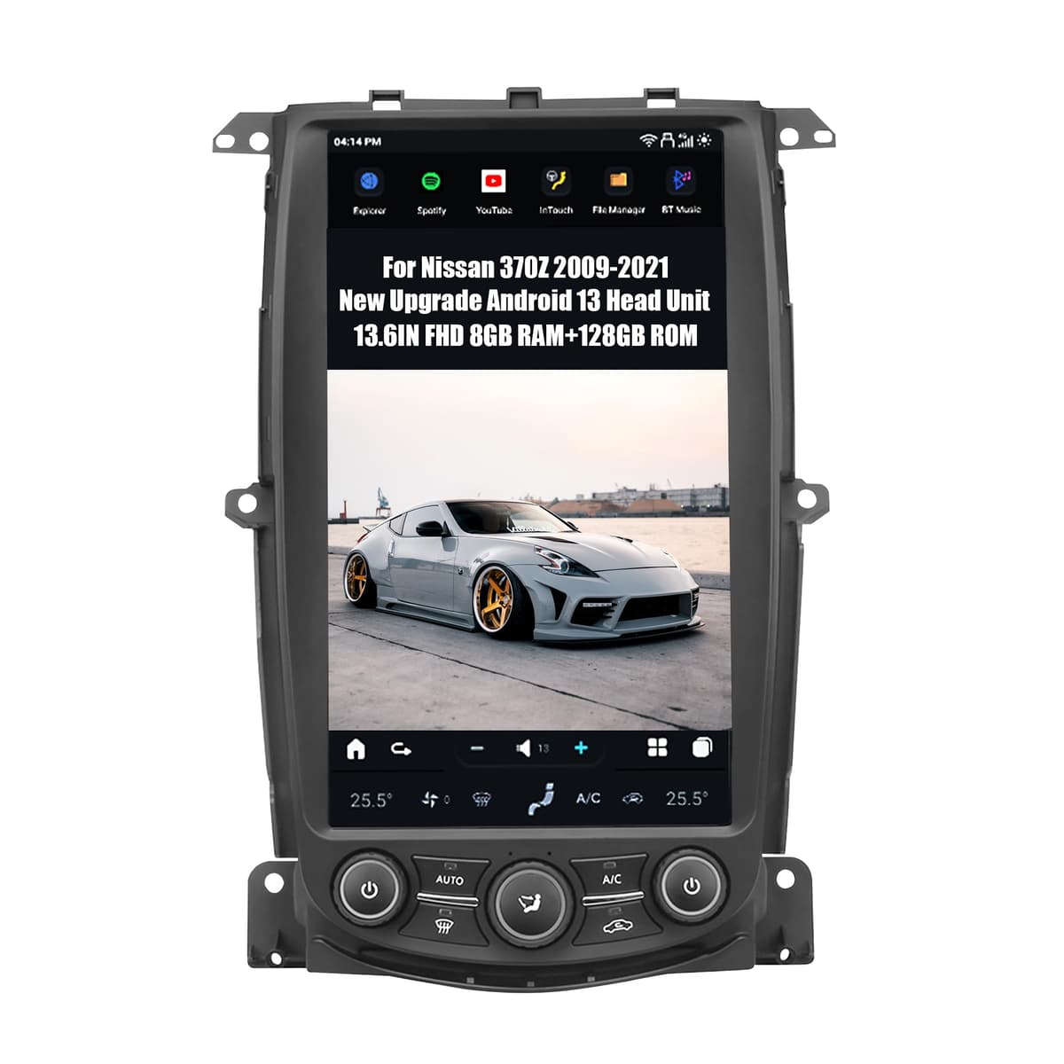 AUCARAUTO V300 Radio Android 13 13.6" vertical para Nissan 370Z 2009-2021, 8GB+128GB (Black)