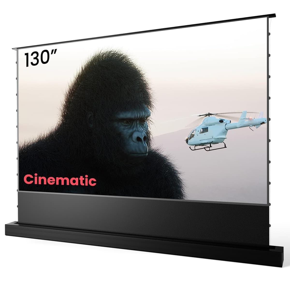 AWOL VISION 130" Pantalla motorizada ALR de piso retráctil para proyector UST, 4K/8K, Rechazo de luz ambiental 95%