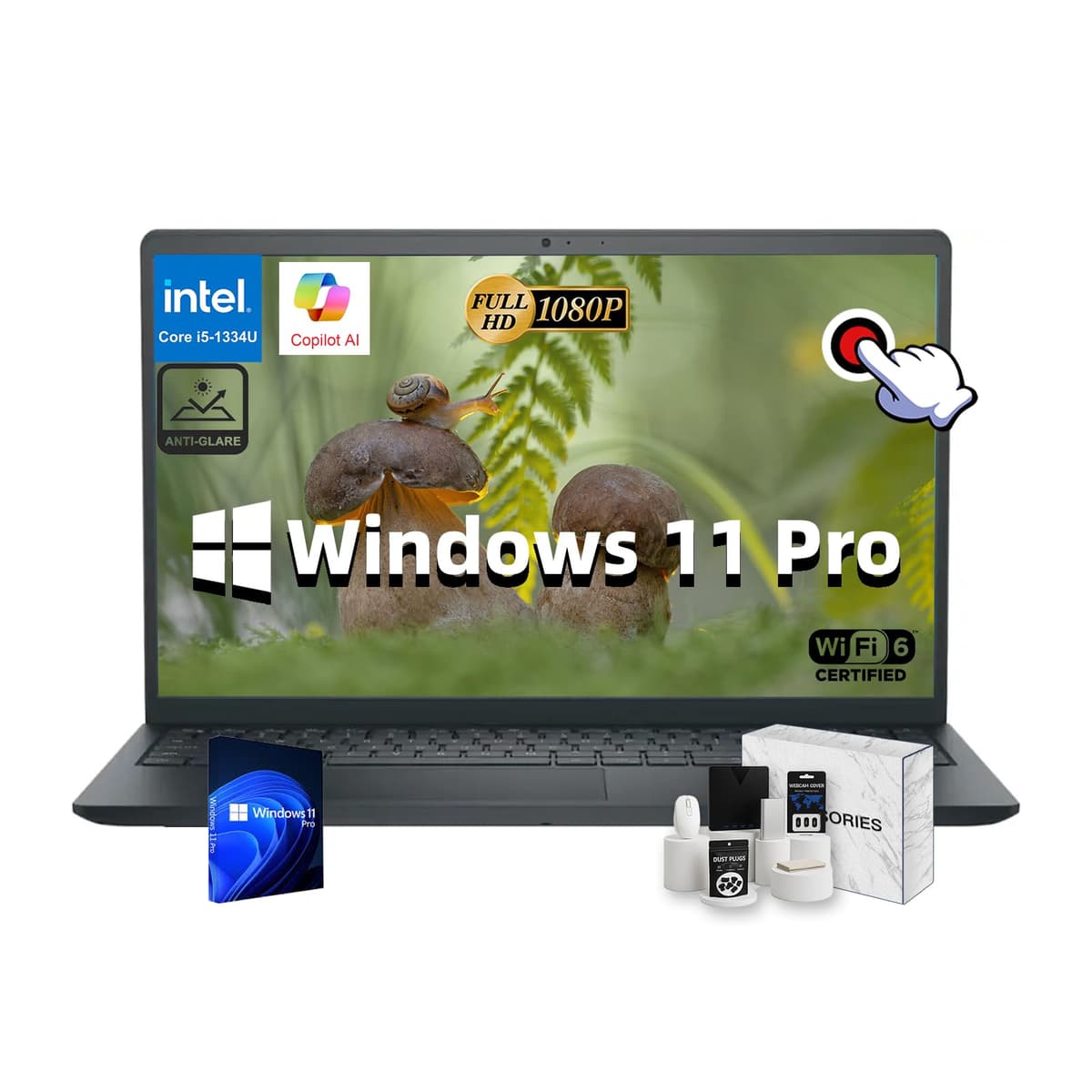 Dell Inspiron 15 para negocios - con accesorios | Intel i5-1334U de 10 núcleos | 15.6" FHD antirreflejo táctil | Copilot AI | Windows 11 Pro | Wi-Fi 6 | 64GB RAM | 2TB SSD