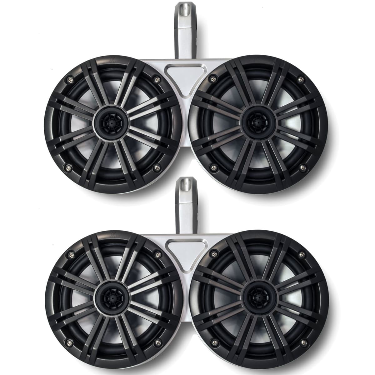 KICKER Sistema de Torre de Despertador Doble Blanco Altavoces Marinos Carbón 6.5" 12KMTEDW+BKM614C