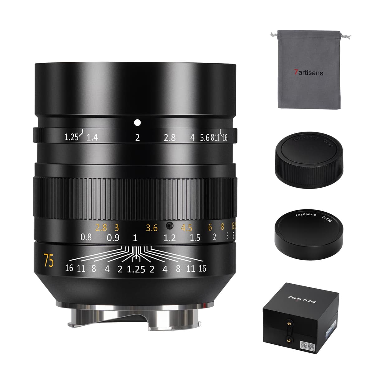 7artisans 75 mm F1.25 Mark II Lente Prime de Enfoque Manual Compatible con Cámaras Leica Montura M Como Leica M-M Leica M240 M3 M6 M7 M8 M9 M9p M10 751.25LM II-FBA