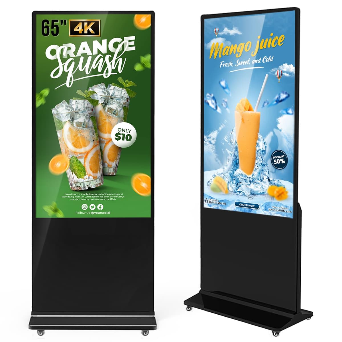 QIXZOCV MWE 65" 4K Digital Signage Display Kiosk Indoor, Android, HDMI/USB/WiFi (No táctil)