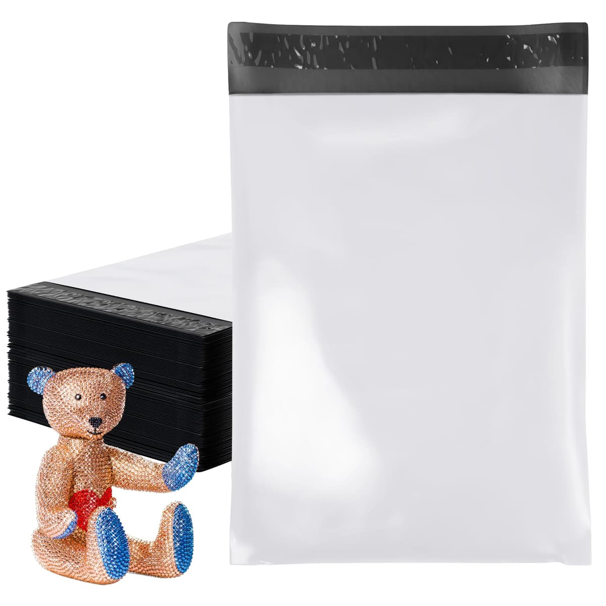 Amiff Poly Mailers 19 x 24 in, Blanco, Pack 2000, Autocierre, 2 Mil BP-WhitePM-19x24