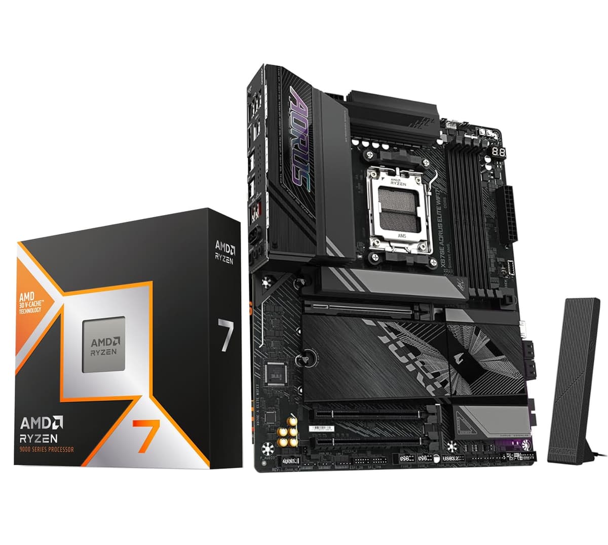 MICRO CENTER Procesador AMD Ryzen 7 9800X3D con Placa Madre ASUS TUF Gaming X870E-PLUS WIFI7 ATX (DDR5, PCIe 5.0 x16, 4 ranuras M.2, WiFi 7,2 x USB-C Tipo C USB4) 9800X3DTUFX870EPLUSWF7