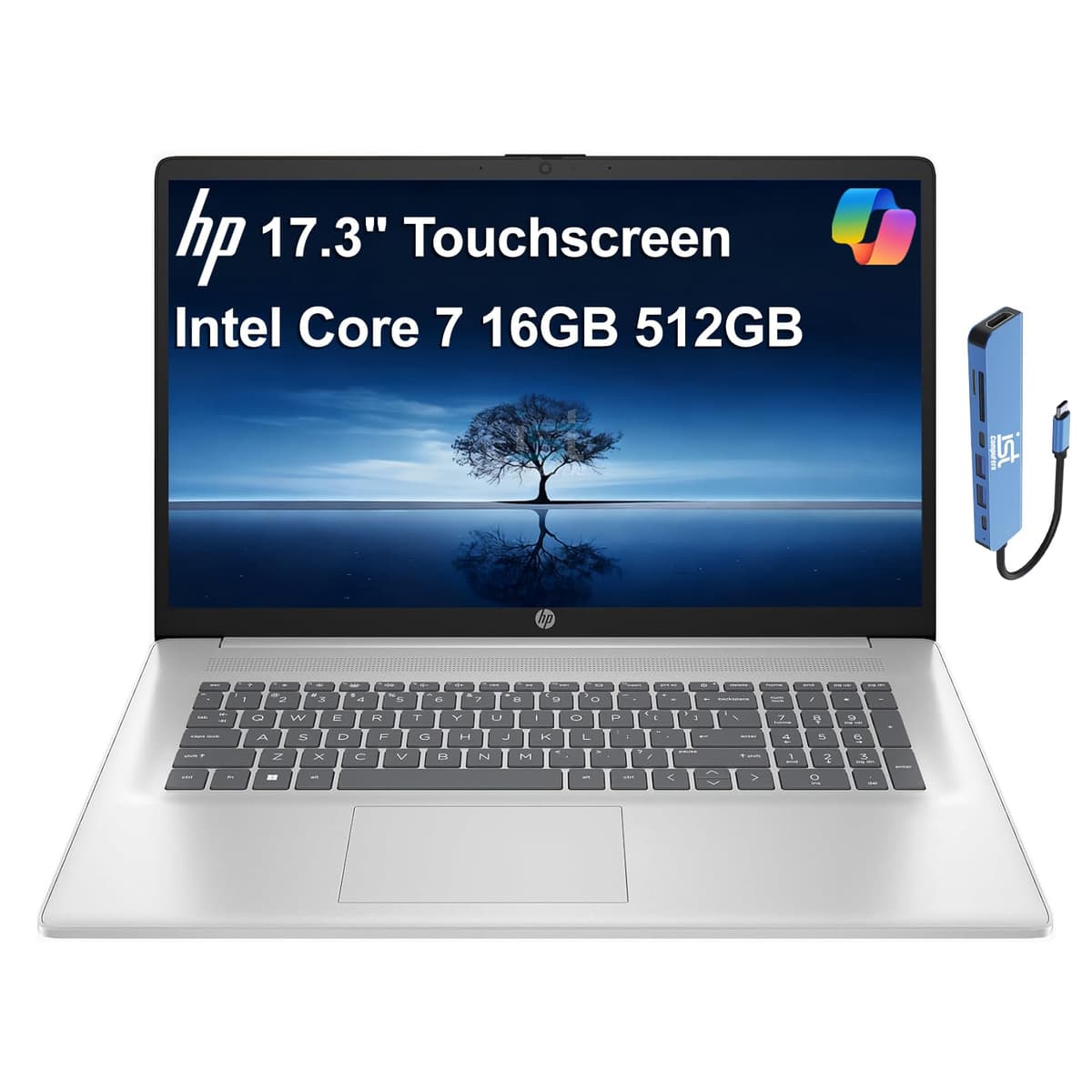 HP 17 Portátil (Pantalla táctil 17.3" HD+, Intel i7 150U de 10 núcleos (> Ultra 5 125U), 16 GB RAM, SSD 512 GB) para Negocios, Hogar, Estudiantes, Bisel angosto, Webcam, Carga rápida, Wi-Fi 6, IST Hub, Windows 11 Home