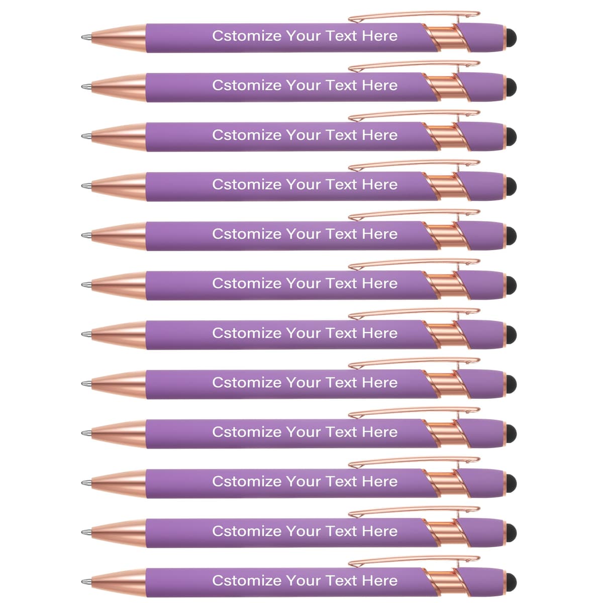 Kingluu 500 Pcs Plumas personalizadas con stylus, tinta negra - Púrpura YZBDZ004