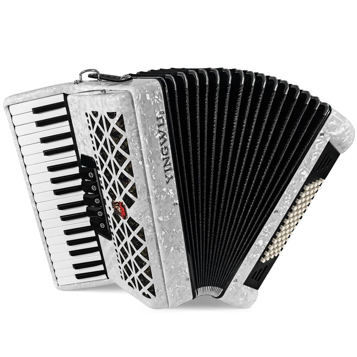 YINGWU Acordeón 34 teclas 60 bajos premium para principiantes y profesionales (Blanco) yingwu-34-60